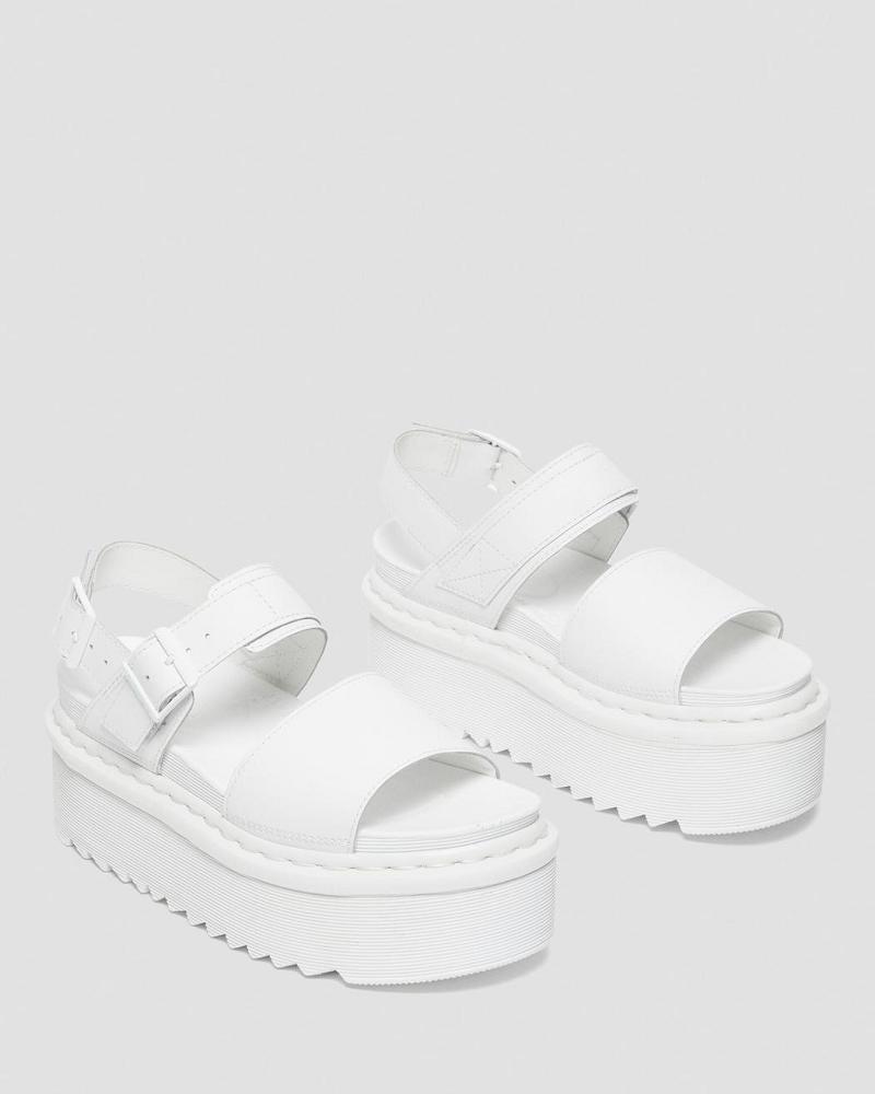 Sandalias Con Tiras Dr Martens Voss Mono Cuero Plataforma Mujer Blancos | MX 461ZUT